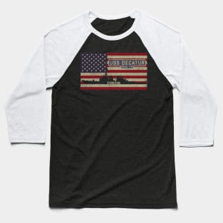 Decatur DDG-73 Arleigh Burke-class Guided Missile Destroyer Vintage USA  American Flag Gift Baseball T-Shirt